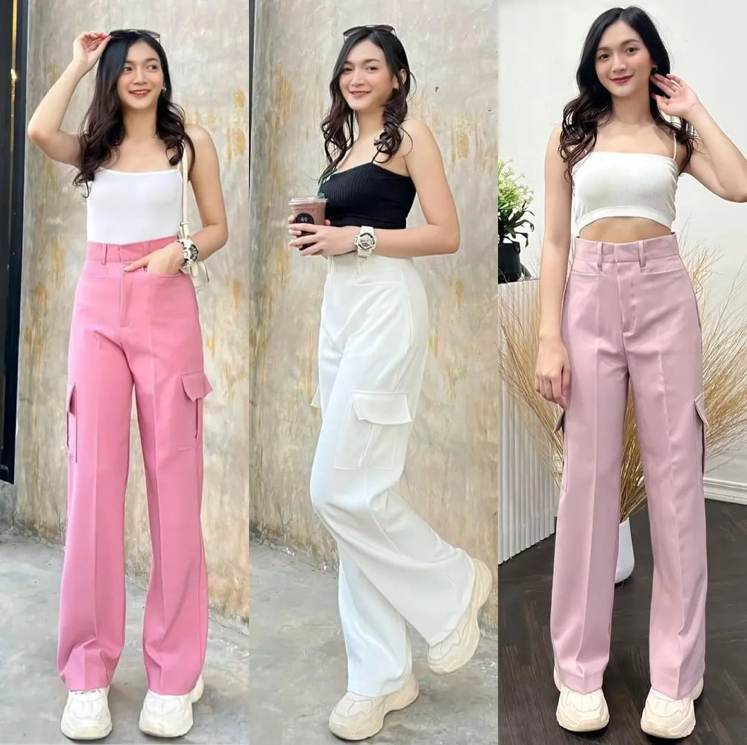 SALE LIVE !! π₯π (PACK - 3) Straight-leg pants with horizontal pockets