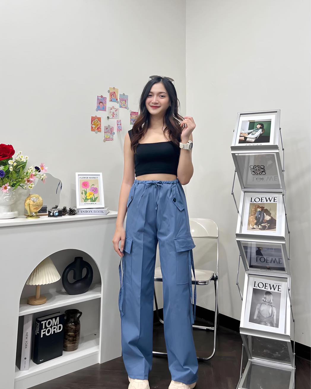 SALE LIVE !! π₯π (PACK - 3) Straight-leg pants with horizontal pockets