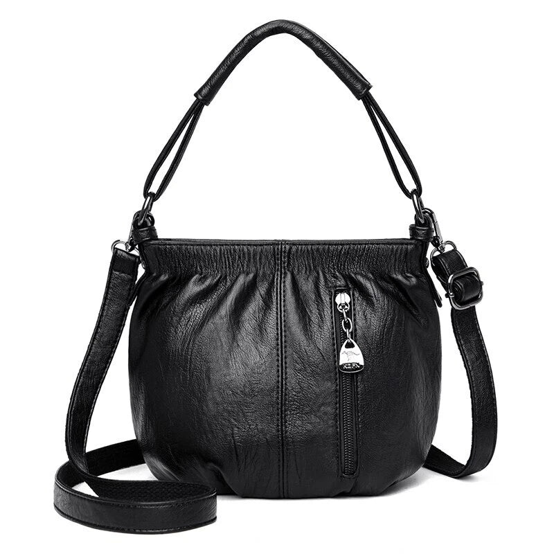 Real Leather Crossbody Bag Luxe Textured Finish Practical Multi-Compartment Blessing Bag