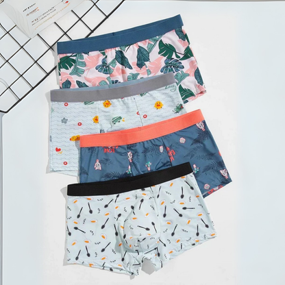 Men 8 PCS Tropical & Cartoon Graphic Boxer Breif