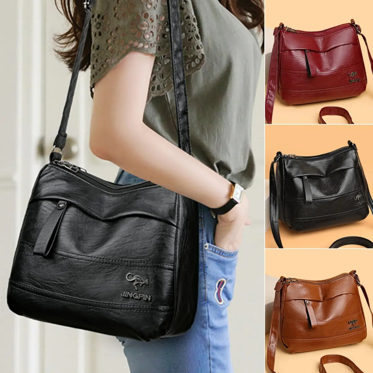 Retro Large Capacity Multi Layer Shoulder Bag
