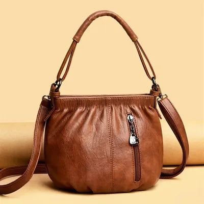 Real Leather Crossbody Bag Luxe Textured Finish Practical Multi-Compartment Blessing Bag
