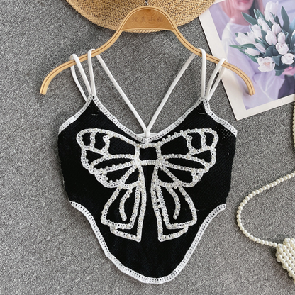Luxe Bow Pearl Crochet Top