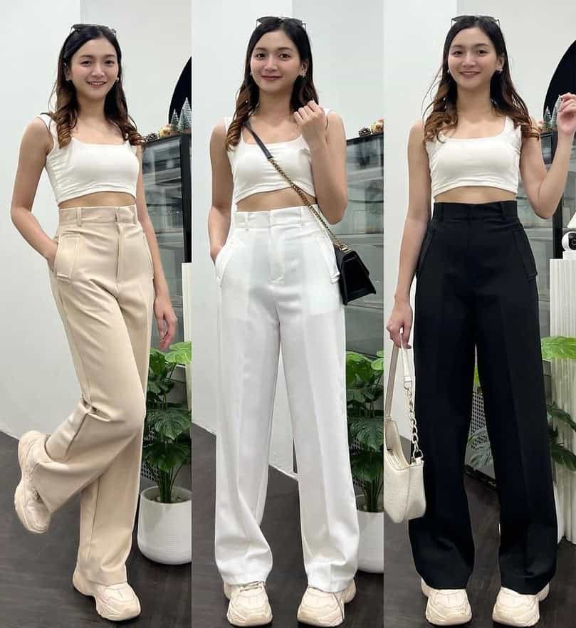 SALE LIVE !! 🔥🚀 (PACK - 3) Straight-leg pants with horizontal pockets made of ruby