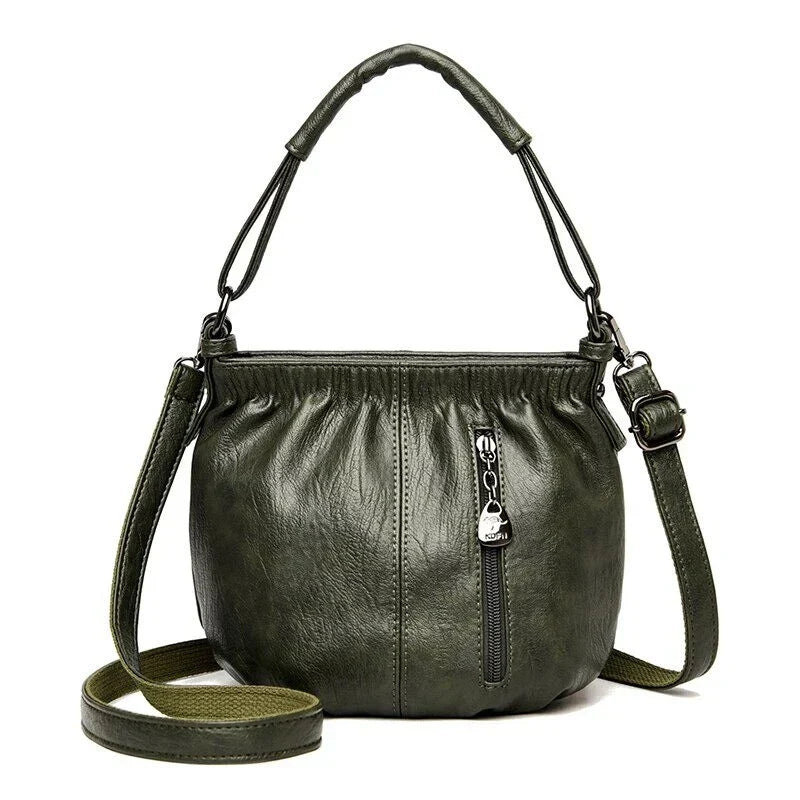 Real Leather Crossbody Bag Luxe Textured Finish Practical Multi-Compartment Blessing Bag