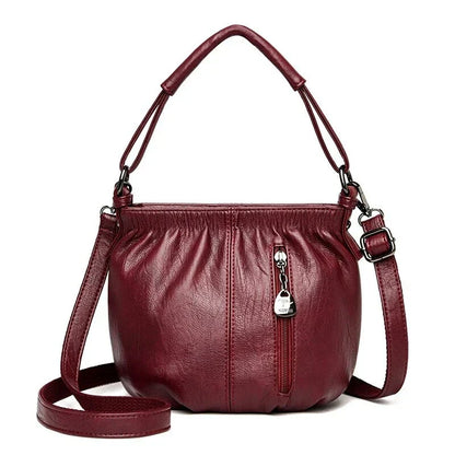 Real Leather Crossbody Bag Luxe Textured Finish Practical Multi-Compartment Blessing Bag