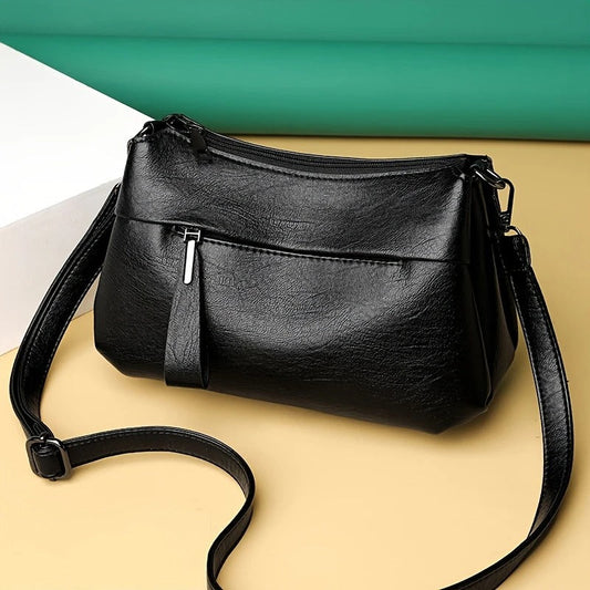 Vintage Solid Color PU Fabric Shoulder Bag